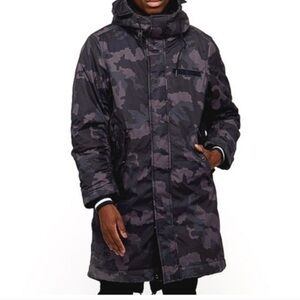 Nike Black & Grey Camo Long Puffer Parka